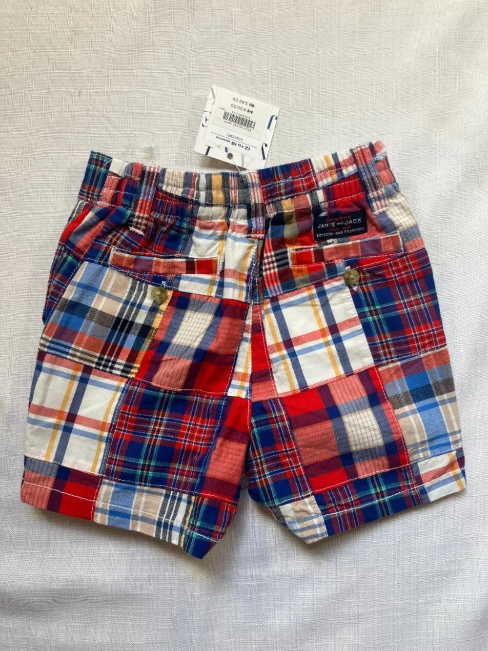NWT Janie & Jack Set, Polo & Plaid Shorts, Size 12-18 Months, MSRP $71